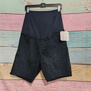 Women's Crossover Panel Maternity Bermuda Jean Shorts Size 16